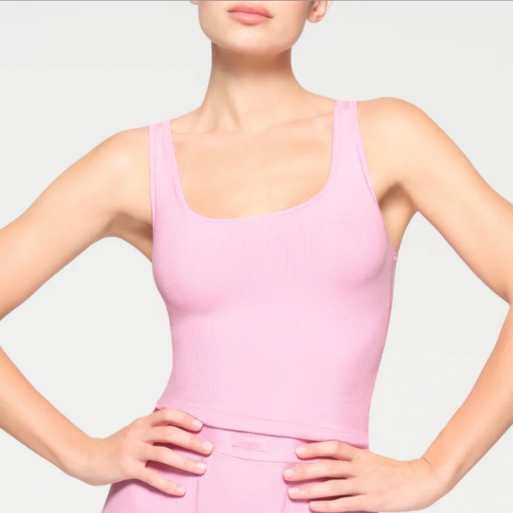 NWOT RARE Skims Soft Lounge Ribbed Tank Top cotton candy pink size medium